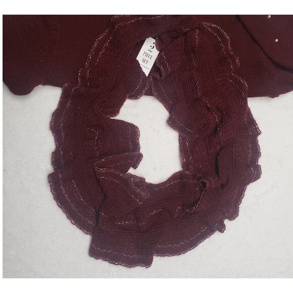 Amy Byer Burgundy Sweater+ Scarf Set Girls M Beaded Knitwear Holiday Style - Picture 5 of 9